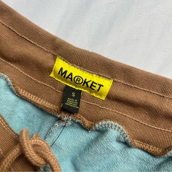 NWT MARKET blue brown deep end colorblock sweat shorts - Picture 4 of 6